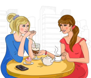 two girls in the cafe