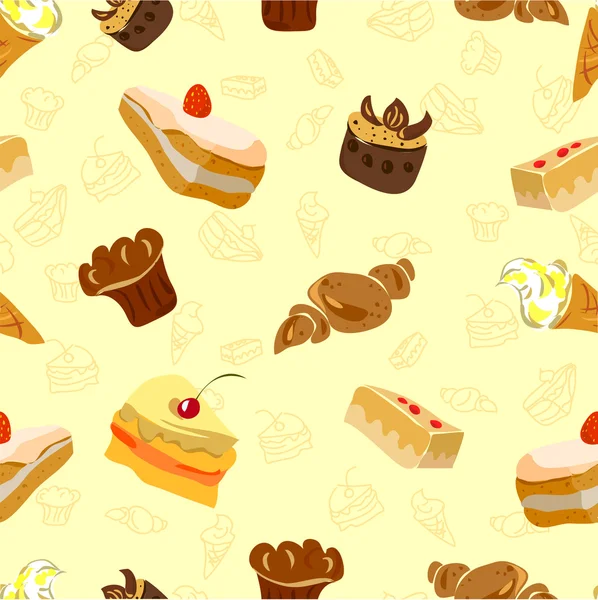 Hintergrund von Kuchen und anderen Süßigkeiten — Stockvektor