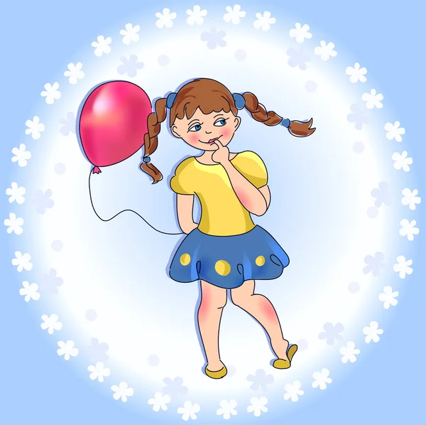Девушка с воздушным шаром — стоковый вектор