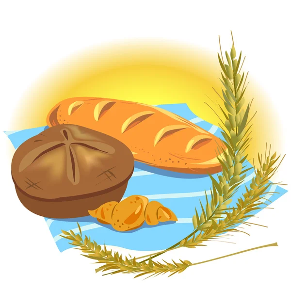 Stilleven met broodproducten — Stockvector