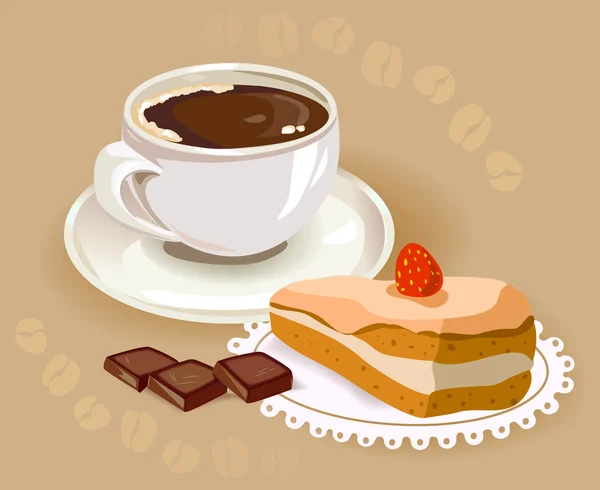 Tasse de café et un gâteau — Image vectorielle