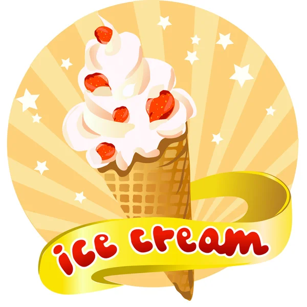 Ice cream cone on a bright background — Stock Vector