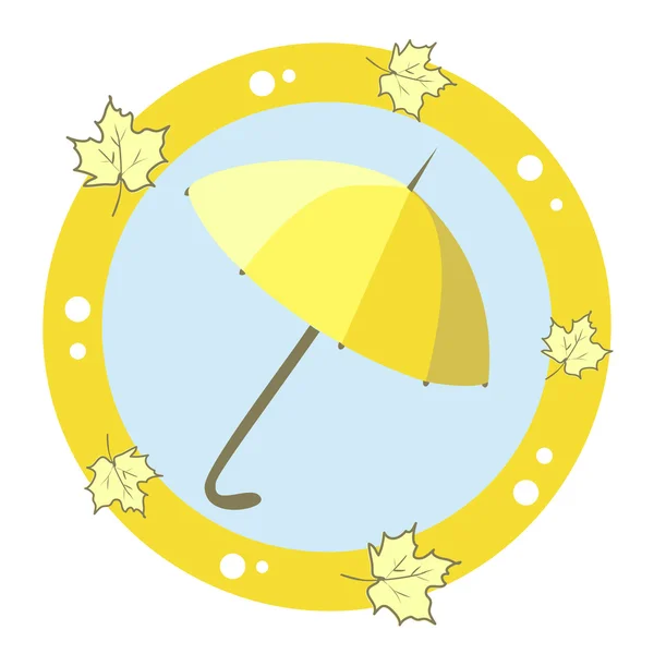 Icona con ombrello e foglie d'acero — Vettoriale Stock
