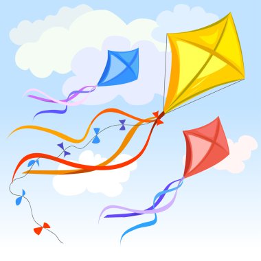 kite and clouds background clipart