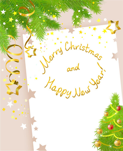 Christmas card with Christmas decorative elements