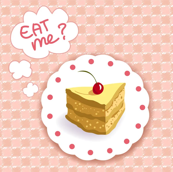 格子背景上一块蛋糕 — 图库矢量图片
