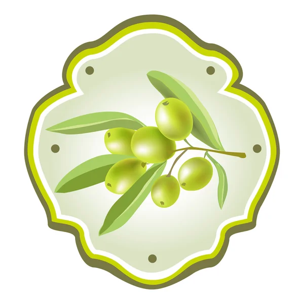 Etiqueta con una ramita de olivo — Archivo Imágenes Vectoriales