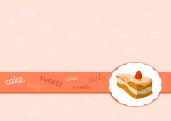 Borde con pastel y dulces — Vector de stock