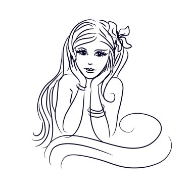 uzun saçlı genç bir kızın siluet