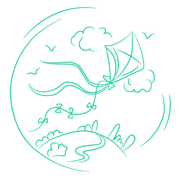 Skizze des Drachens in einer Landschaft — Stockvektor