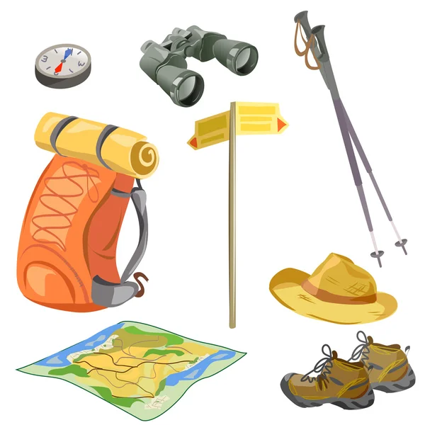 Set for the tourist, elements for hikers — Stock Vector