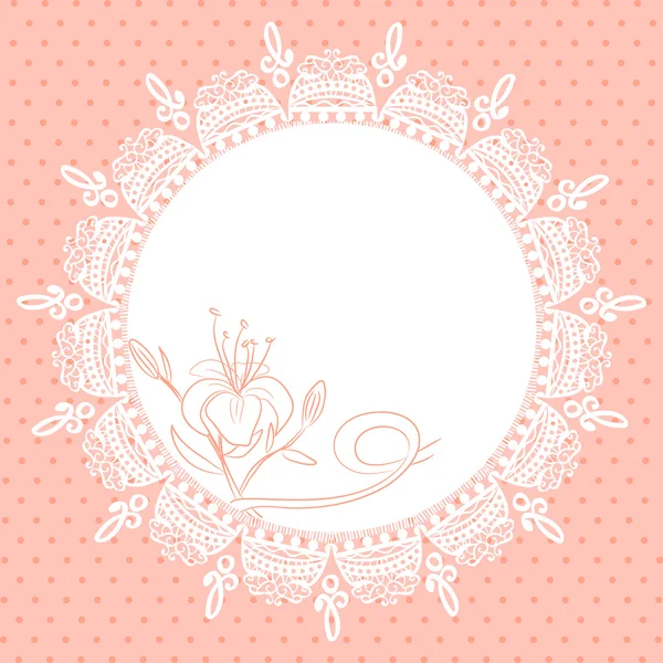 Lace frame with lily sketch — Stock Vector