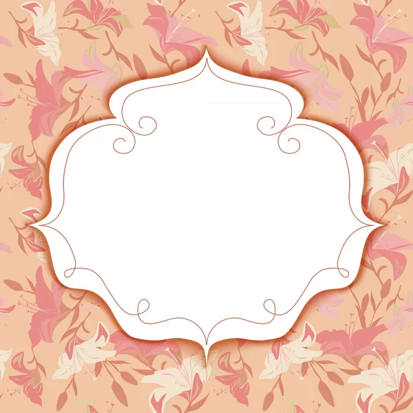 Vignette on a floral background with lilies — Stock Vector