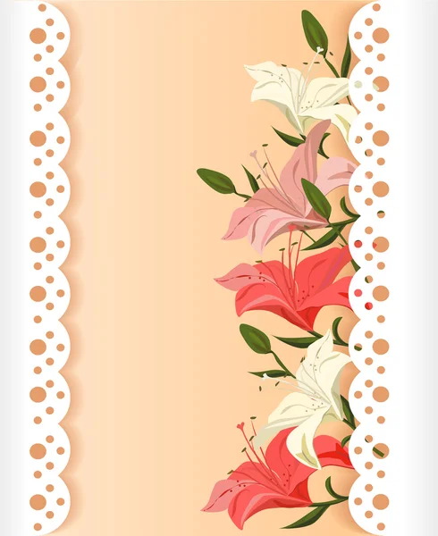 Lace card with lilies — Stock Vector