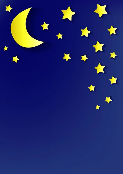 Sfondo di stelle e luna applique — Vettoriale Stock