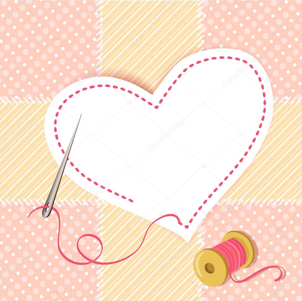 patchwork heart with a needle thread
