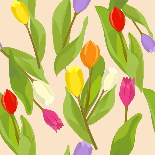 Nahtloser Hintergrund mit Tulpen — Stockvektor