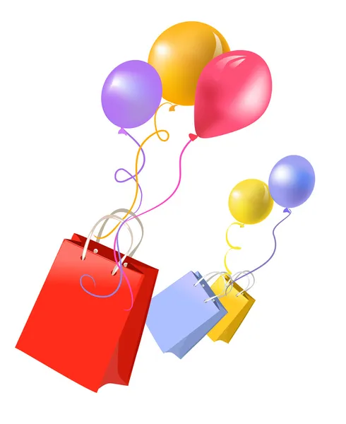 Bolsas de regalo y globos — Vector de stock