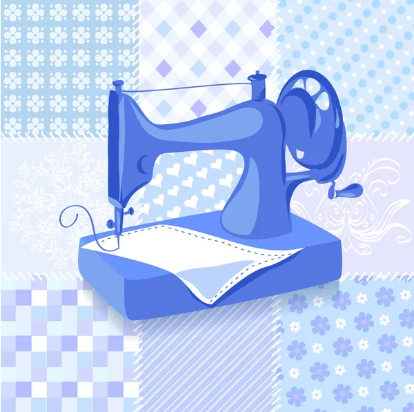 Vintage máquina de coser patchwork fondo — Vector de stock