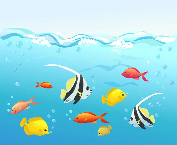 Korálové ryby pod vodou — Stockový vektor