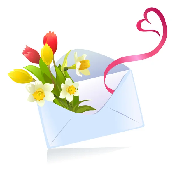 Envelop met bloemen — Stockvector