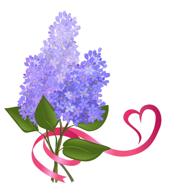 Perruque lilas fleurissant avec un ruban — Image vectorielle