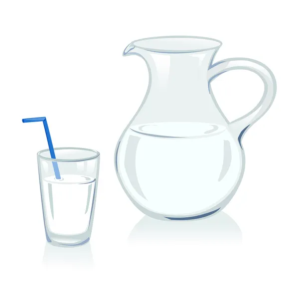 Jug and glass with milk — Stock Vector