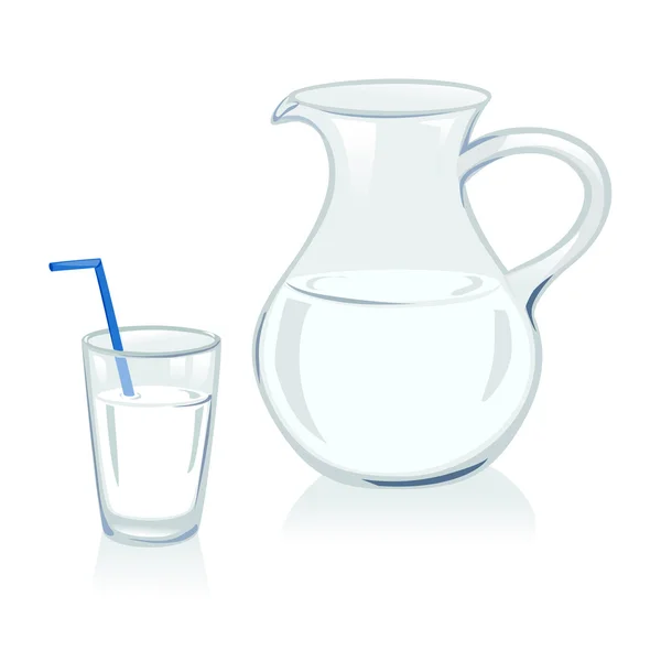 Kruik en glas met melk Vectorbeelden