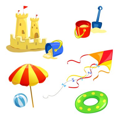 set of baby items beach clipart