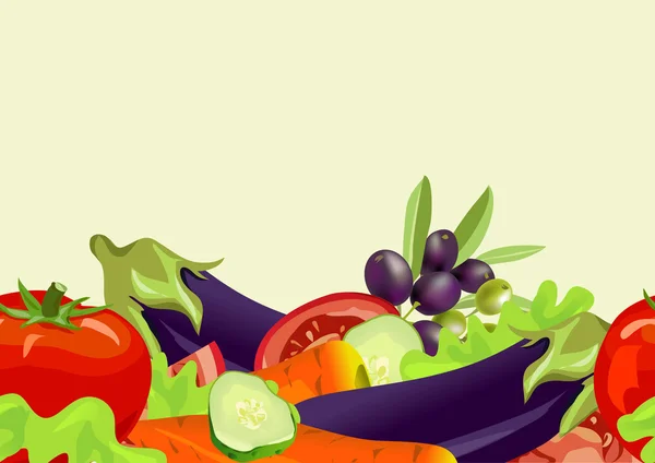 Naadloze horizontale achtergrond van groenten — Stockvector