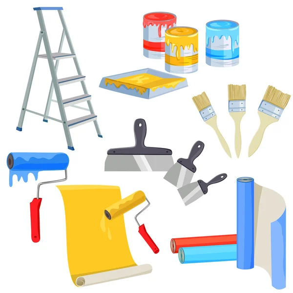 Set of paints for home renovation — Stock Vector