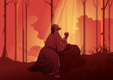 İsa Gethsemane illüstrasyonunda dua ediyor