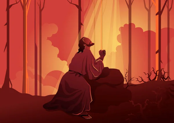 İsa Gethsemane illüstrasyonunda dua ediyor