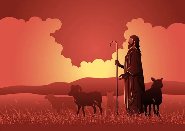 Jezus Christus Als Herder — Stockvector