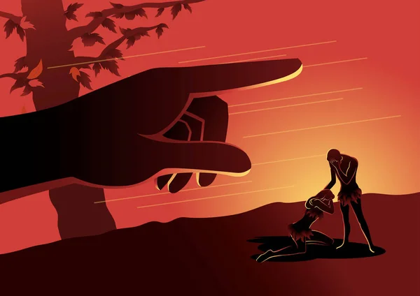 Adem ve Havva 'nın Bahçeden kovuluşunun bir çizimi. İncil serisi