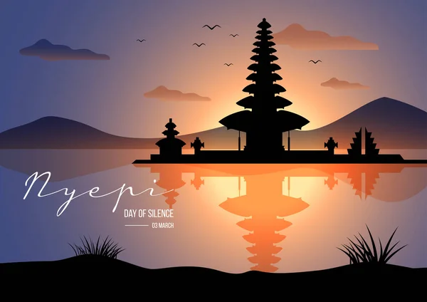 Happy Day Silence Nyepi Caka — Stock Vector