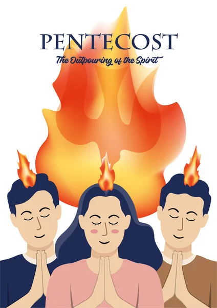 Pentekost Pazarı Havariler Kutsal Ruh Alevler Içinde — Stok Vektör
