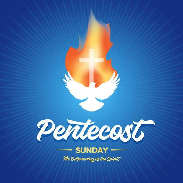 Kutsal Ruh Alevler Içinde Olduğu Pentekost Pazarı — Stok Vektör