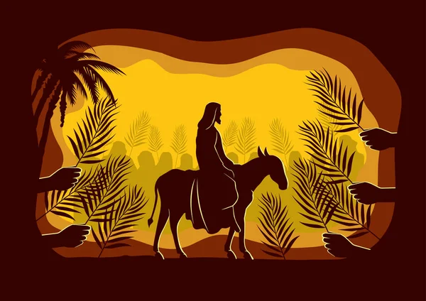 Jesucristo Montando Burro Domingo Ramos — Vector de stock