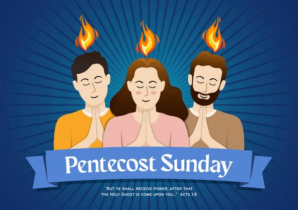 Domenica Pentecoste Apostoli Spirito Santo Fiamme — Vettoriale Stock