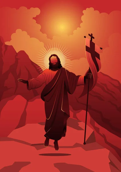 Resurrection Jesus Christ Illustration Biblical Series — Stock Vector