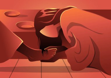 Günahkar kadın İsa 'nın ayaklarını yıkadı.