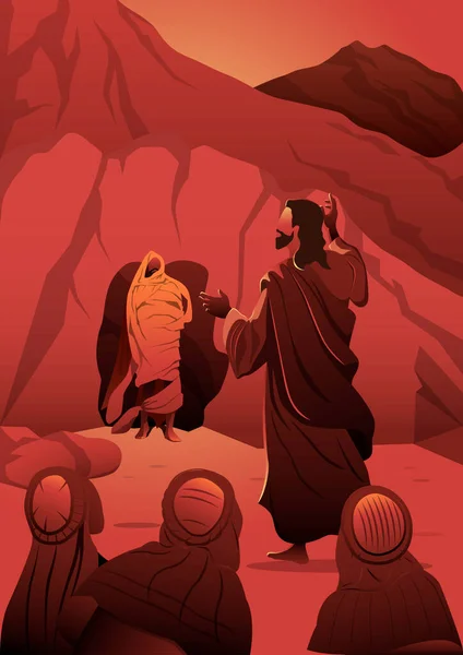 Jesus Christ Raises Lazarus Dead — Vector de stock