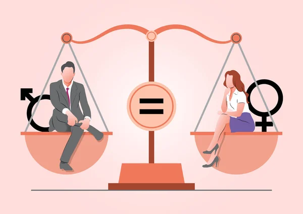 Man Woman Representing Gender Equality — Stock Vector