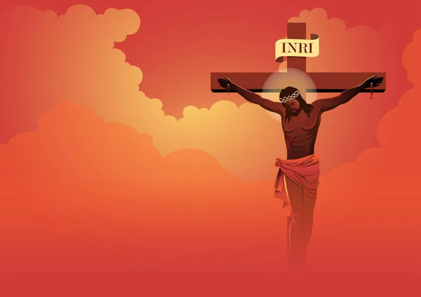 イエスは十字架で死ぬ ベクトルイラスト — ストックベクタ