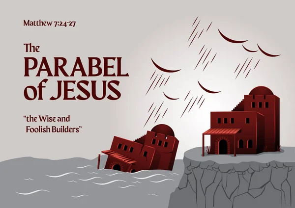 Bibelhistorier Visa Och Dåraktiga Byggarna — Stock vektor