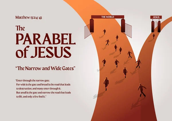 Dar ve Geniş Kapı 'nın hikayesi. Vektör İllüstrasyonu