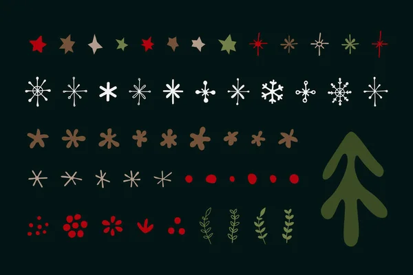 Noel ve Yeni Yıl için vektör unsurları kümesi