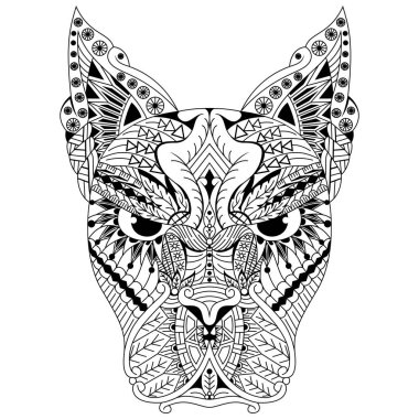 Zentangle stili köpek kafası çizilmiş.
