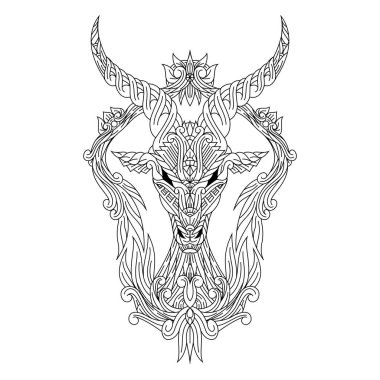 Zentangle stili geyik kafası çizilmiş.